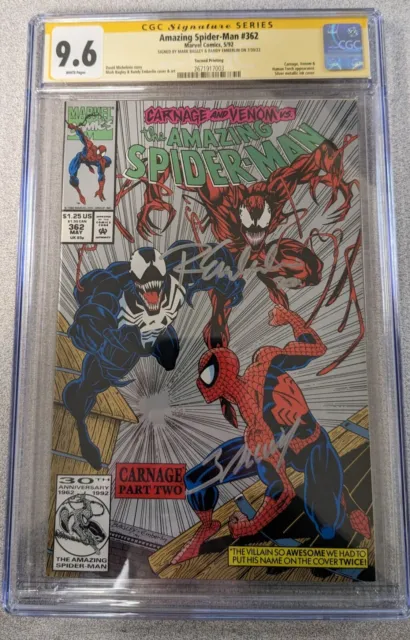 Amazing Spiderman 362 cgc 9.6 2nd print dual signed Bagley Randy Emberlin