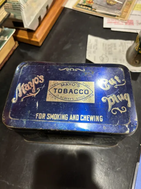 VINTAGE MAYO'S CUT PLUG TOBACCO Advertising TIN FOR SMOKING & CHEWING ...