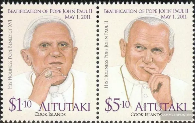 Aitutaki 834-835 Paar (kompl.Ausg.) postfrisch 2012 Papst Johannes Paul II.