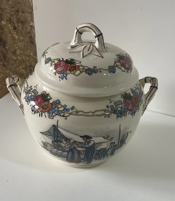 Faïencerie De Gien - Très Beau Cache-pot Bernard En Faïence De Style Napoleon Iii Au Decor A L Or Fin Fin Du Xixe Siecle 12401