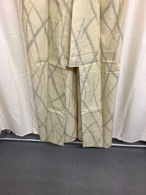 Japanese Vintage Kimono pure silk cream Traditional length 64.17 inch used 6