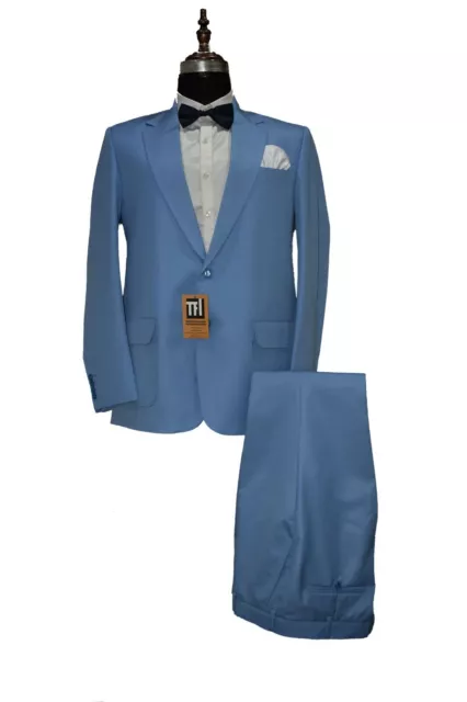 Abito blu uomo designer sposi matrimonio festa abbigliamento abiti da cena (cappotto + pantaloni) Regno Unito