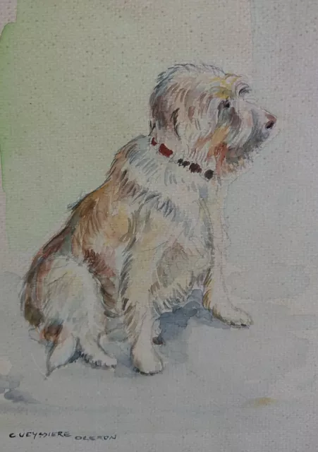 Aquarelle Claude Veyssiere Île d'Oleron tableau peinture chien animalier XXE