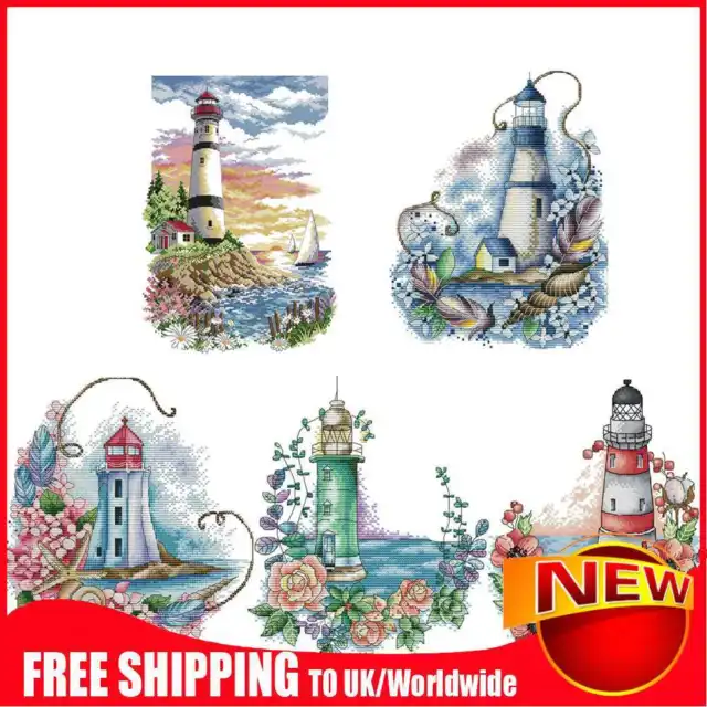 Cross Stitch Kits DIY Lighthouse 14CT Stamped Embroidery for Home Decor Gift