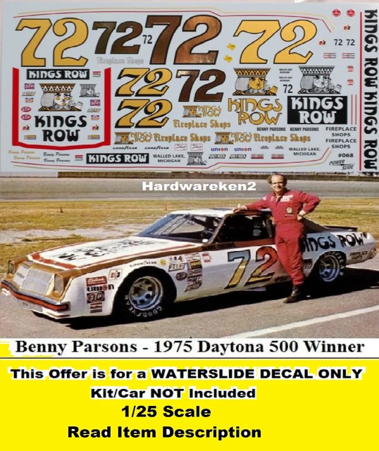 Benny Parsons '72 Kings Row Fireplace Shops Chevy – 1/25th - 1/24th Scale Decals By Best Hobby