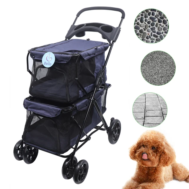 4 ruedas cochecito 2 capas mascotas perro gato cochecito plegable hasta 15kg tienda