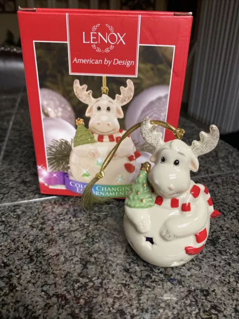 Lenox Color Changing Lit Moose Reindeer Christmas Ornament