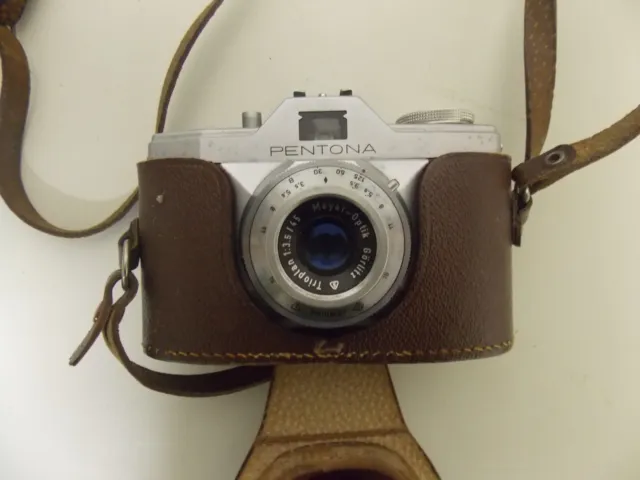 DDR- Fotoapparat Pentona mit Tasche alt  um 1970 für Rollfilme