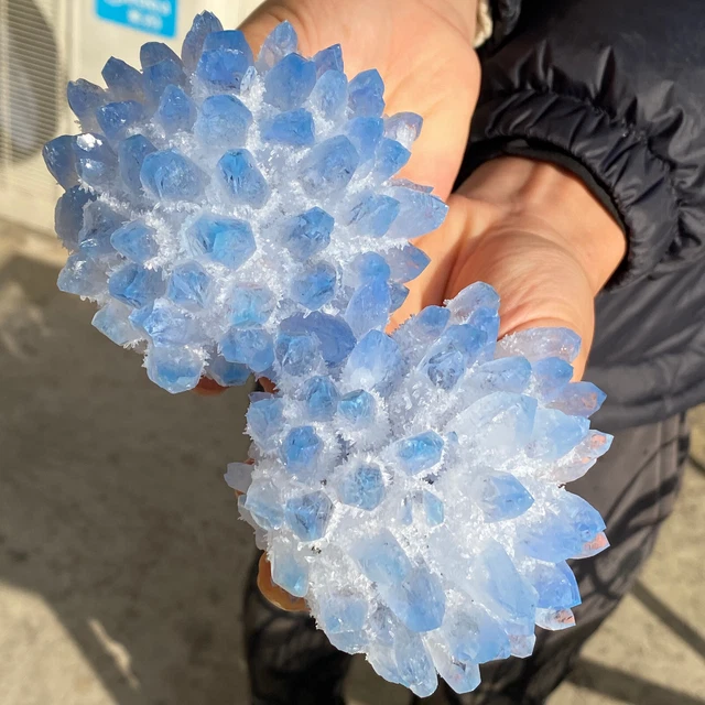 1.84LB New Find BLUE Phantom Quartz Crystal Cluster Mineral Specimen Healing