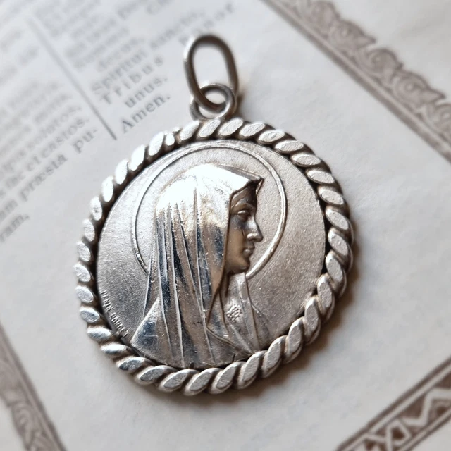 Médaille Vierge Auréolée Pénin Poncet - Plaqué Argent - Diamètre 31mm - Occasion
