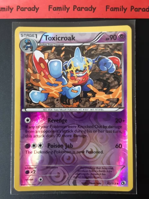 Toxicroak REVERSE 90hp 63/113 Carte Pokemon Rare Legendary Treasures neuve