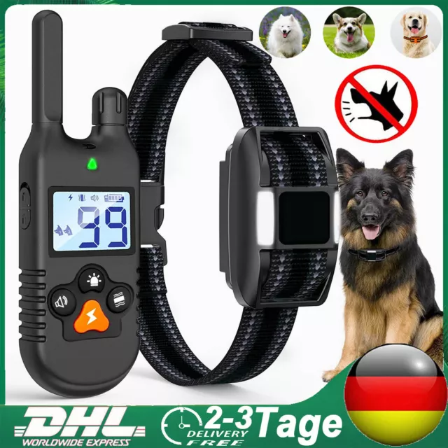 Dog Training Collar USB Rechargeable Electric Shock Remote Control Anti Bark DE