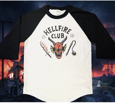 STRANGER THINGS HELLFIRE Club Raglan Shirt Brand New Size Small Â£22.45 - PicClick UK