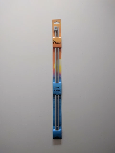 Pony Single Ended Aluminium Knitting Needles pins - 35cm length, 4.5 mm diameter