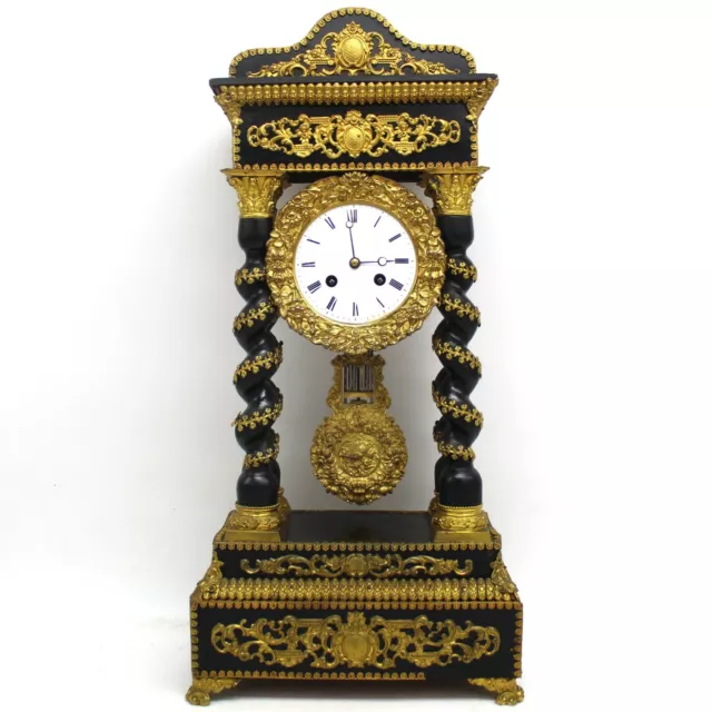 ANTIKE KAMINUHR TISCHUHR PORTALUHR PENDEL CLOCK (h.54) - Napoleon III - 19.Jh