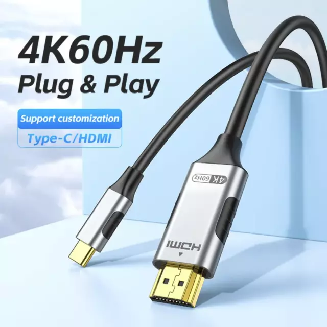 USB-C auf HDMI Kabel 4K@60 Monitor TV Adapter für Macbook iPad Pro HP Laptop 2 m