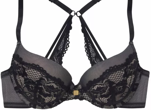 NEU DESIGNER PUSH-UP SCHALEN BH SPITZE 70 75 80 85 D JETTE JOOP schwarz *810061