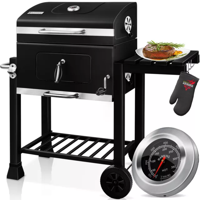 KESSER® Holzkohlegrill XL Grillwagen mit Grill Rost Thermometer Deckel BBQ Kohle