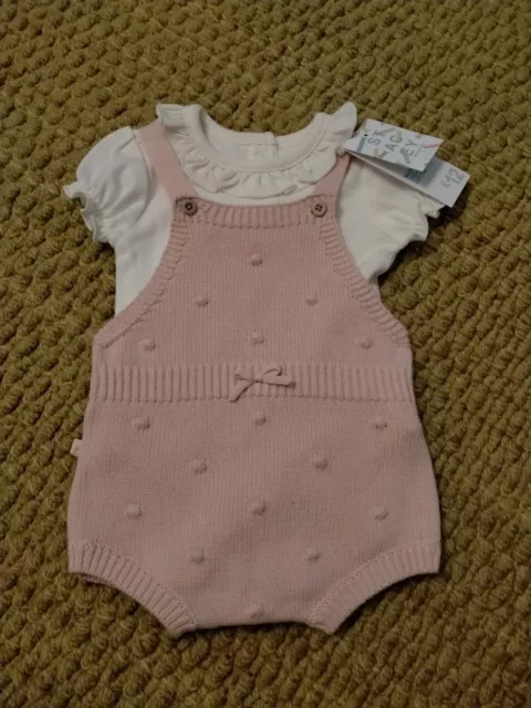 PRIMARK Baby Girls Pink Knitted Romper Collared Bodysuit Set Newborn BNWT 💞