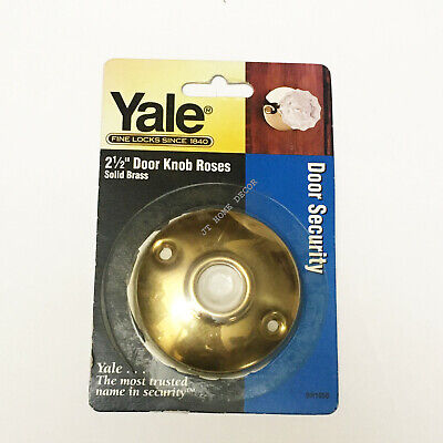 2 Pack YALE Polished SOLID BRASS Door Knob Roses Back Plates Round 2-1/2" Dia
