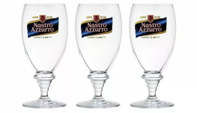 Peroni Azzurro Nastro Bormioli Rocco Crystal 3 x Beer Chalice Glasses BNWOB