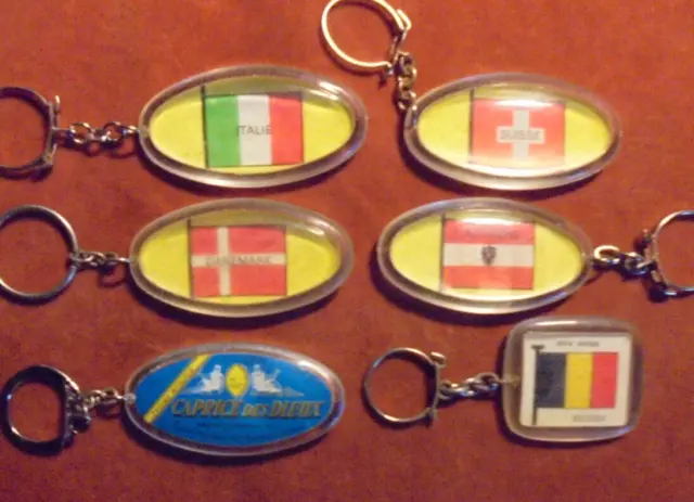 Porte-clés lot x 6 - 5 Drapeaux Flags Pays Europe Fromage Caprice des Dieux