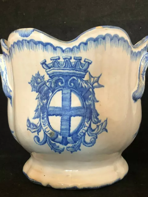 Rafraichissoir Cache Pot MASSILIA CIVITAS Armoirie de Marseille Faience XVIII