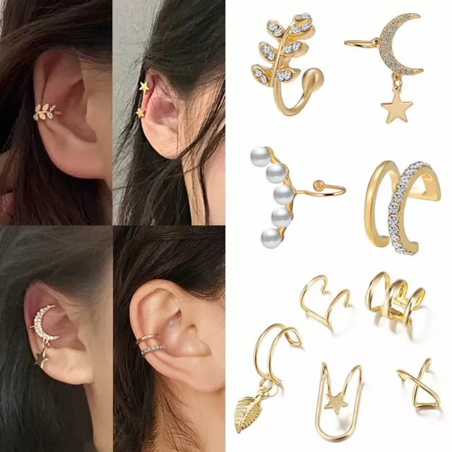 Fashion Crystal Clip Ear Cuff Stud Women's Men Punk Wrap Cartilage Earring Gifts 3