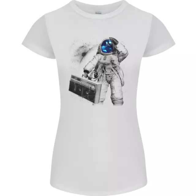 Maglietta Space Ghetto Blaster Astronaut Music Donna Petite Cut