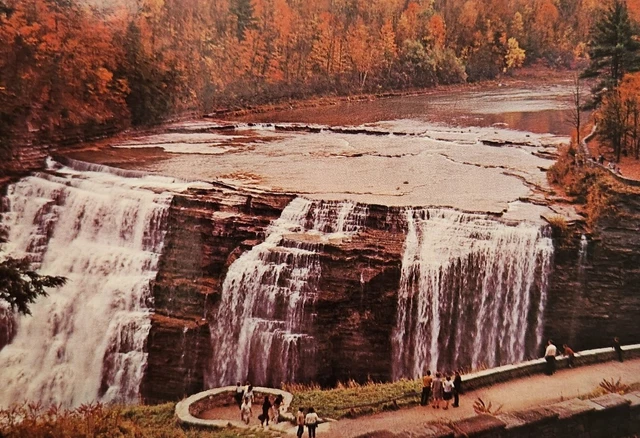 Middle Falls Genesee River Gorge Letchworth State Park Castile NY Postcard