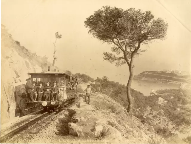 France, Marseille, La Turbie, Le Chemin de Fer à Crémaillère  Vintage albumen pr