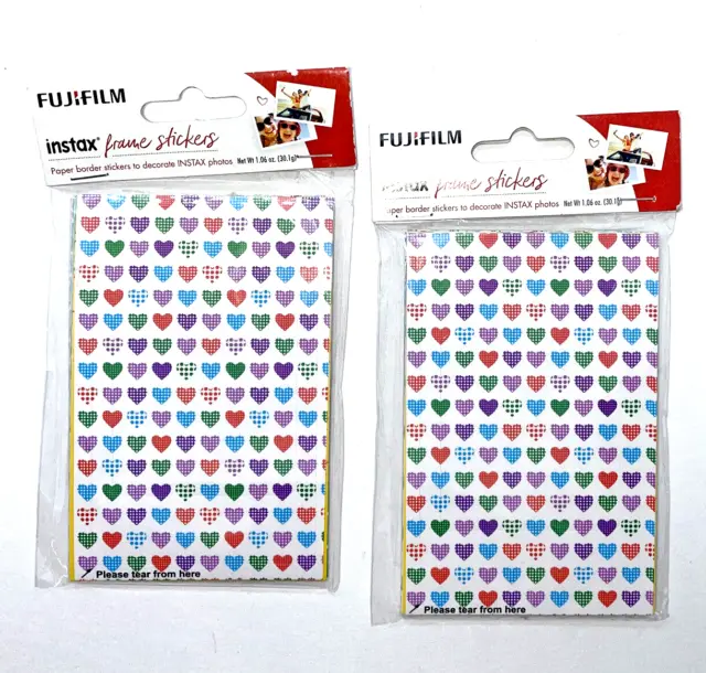 40 Fujifilm Instax Frame Stickers/Decorative Borders Hearts/Stripes/Dots 2 Pks.