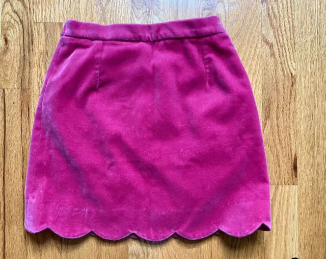 Oscar de la Renta Girls Fuchsia Scalloped Hem Velvet Skirt 10 Y