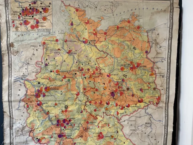 COLD WAR map of DDR East Germany and West Germany MAP 1963 Linen School Map 3
