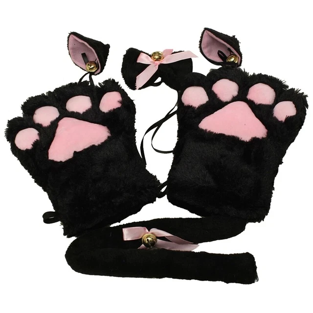 Guanti Costume Costume Gattino Fanciulla Cosplay Ruolo Anime Zampa Orecchio Cravatta Coda Party Co I2W5