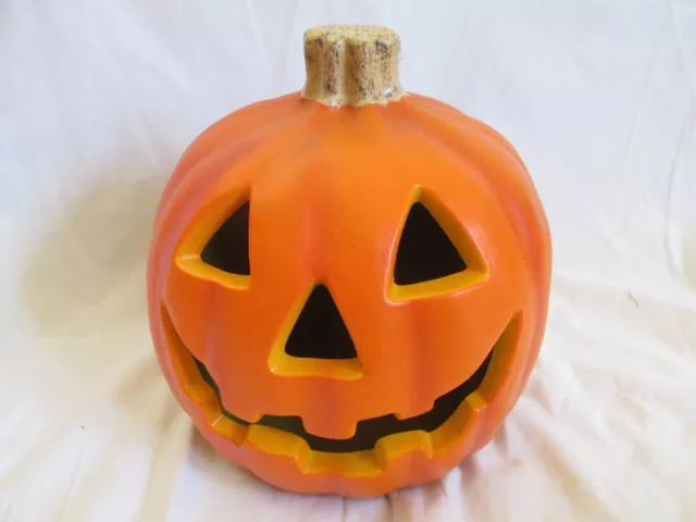 Vintage 10" Halloween Porch Pumpkin Lighted Blow Mold Prop Silly Jack O Lantern