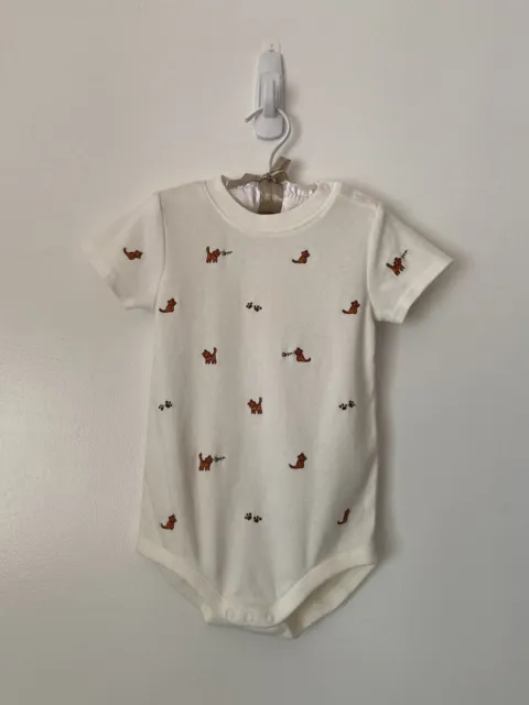 NWT Gymboree Boys Embroidered Tiger Bodysuit Top 18-24 Mos White