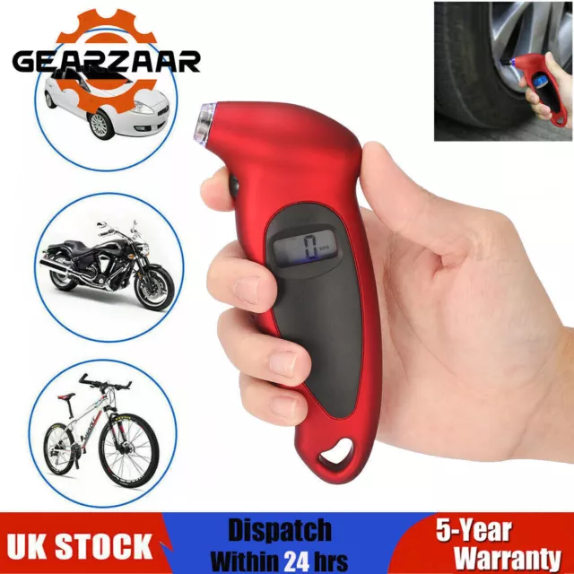 Digital LCD Tyre Tire Air Pressure Gauge Tester Tool Fits Auto Motorcycle Car