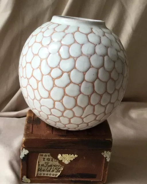 Vintage HEGGE NORWAY Pottery Vase Bowl Mid Century Modern Signed 1960s Orb 4.5”