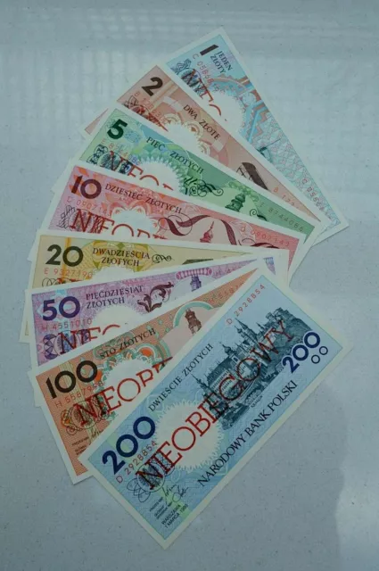 Rare Poland, Polish Unissued 1990 Series Reform Zloty Banknotes, Set To 200Zl!