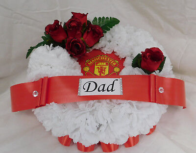 Artificial Silk Flower Wreath Manchester United Football Club Funeral Cross 