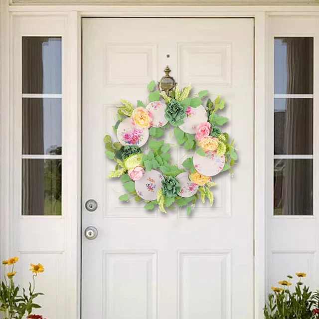 HFJKFW-Couronne De Printemps Pour Porte D'entrée, 59,9 Cm, Couronne De