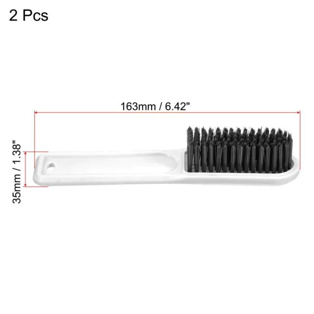 6.4" PP Bristle Cleaning Brush with ABS Handle Shoes Scrubber 2pcs, White 2