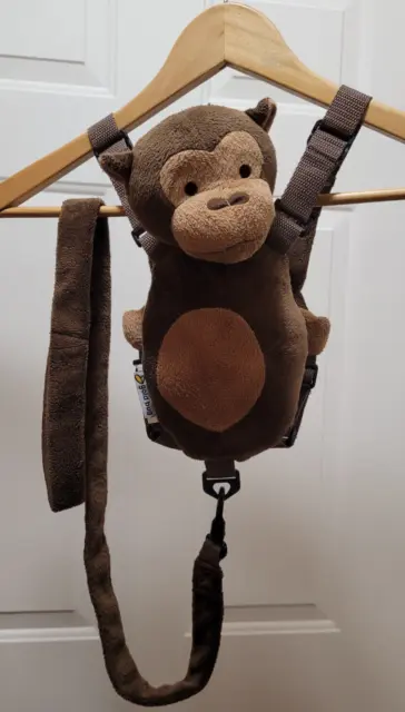 Arnés de correa de seguridad para niños pequeños 2 en 1 mochila de felpa mono bolsillo bocadillos