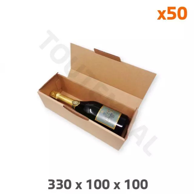 Boîtes en carton brun format 1 bouteille Champagne 330 x 100 x 100 mm (par 50)