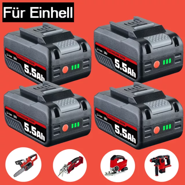 Für Einhell 18V 5500mAh Akku POWER X-CHANGE Ersatzakku Lithium 1/2/3/4 Stk.