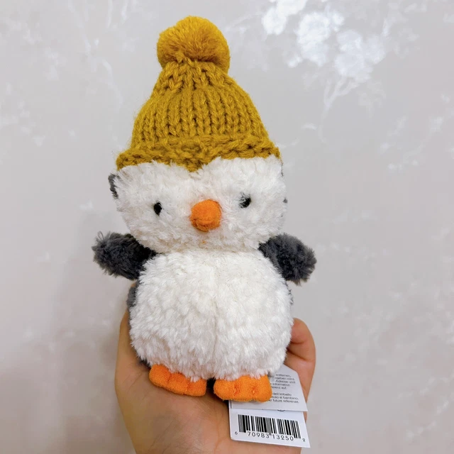 JELLYCAT WEE WINTER Penguin Soft Toy with Mustard Yellow Bobble Hat £21