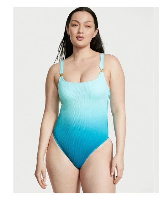 $65 Victorias Secret The Wave One Piece Swim Suit Blue Dip Dye L Xl L-Xl Nwt