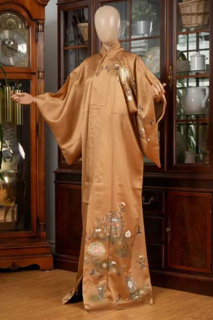 Dear Vanilla Japanese Silk Homongi Kimono Women's Authentic Japan Vintage Mint
