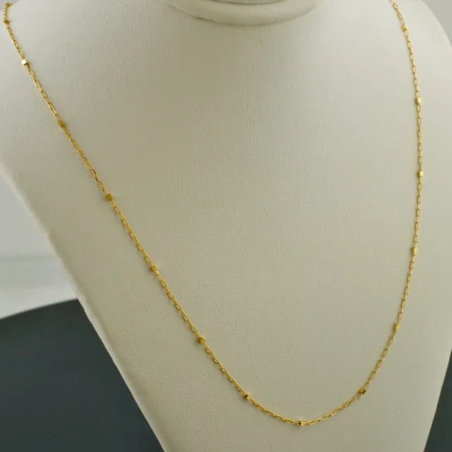 14K YELLOW GOLD 1.1mm LONG CABLE W/BOX STATIONS 18" PENDANT CHAIN NECKLACE